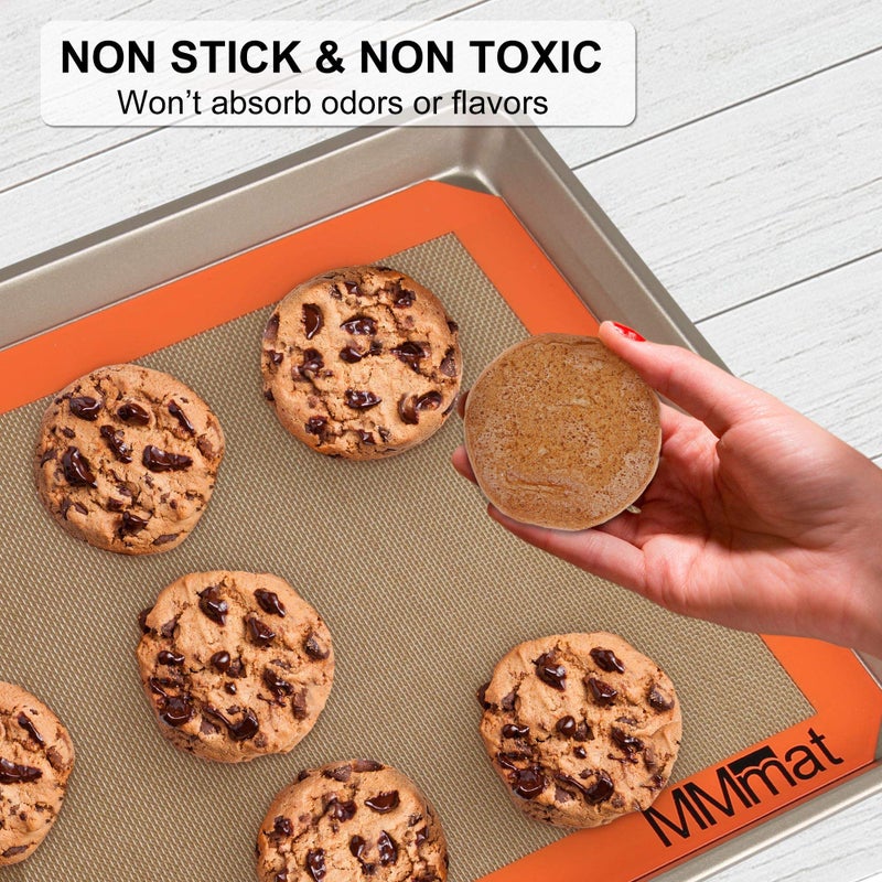 MMmat Silicone Baking Mat - Best German Silicone - Non Slip Silicone Baking Sheet, Non Stick Reusable Silicone Mats For Baking, Oven Liner, Counter Mat, Half Sheet Baking Mat for Oven - Image 2